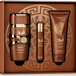 Kit Masculino Asad Bourbon EDP 100ML + Perfume de Bolso 12ML + Shower Gel  – Lattafa 
