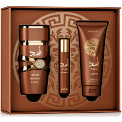 Kit Masculino Asad Bourbon EDP 100ML + Perfume de Bolso 12ML + Shower Gel  – Lattafa 
