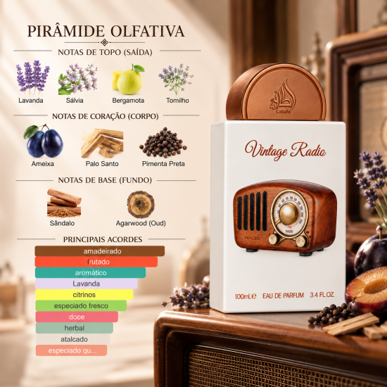 Perfume Masculino Vintage Radio EDP - Lattafa 100ML